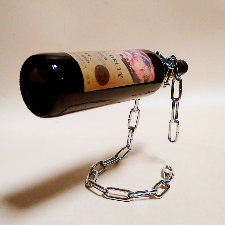 Birthday,Friendship Gifts,Father's Day,Anniversary,Magical Suspended Iron Chain Wine Rack - Metal Chain Crafts